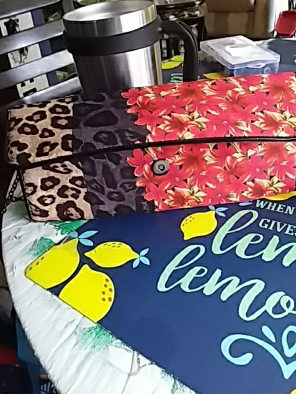 Aldo Fold Over Envelope Clutch Red Floral & Leopard Print